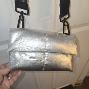All Saints Silver Puffer Crossbody Bag